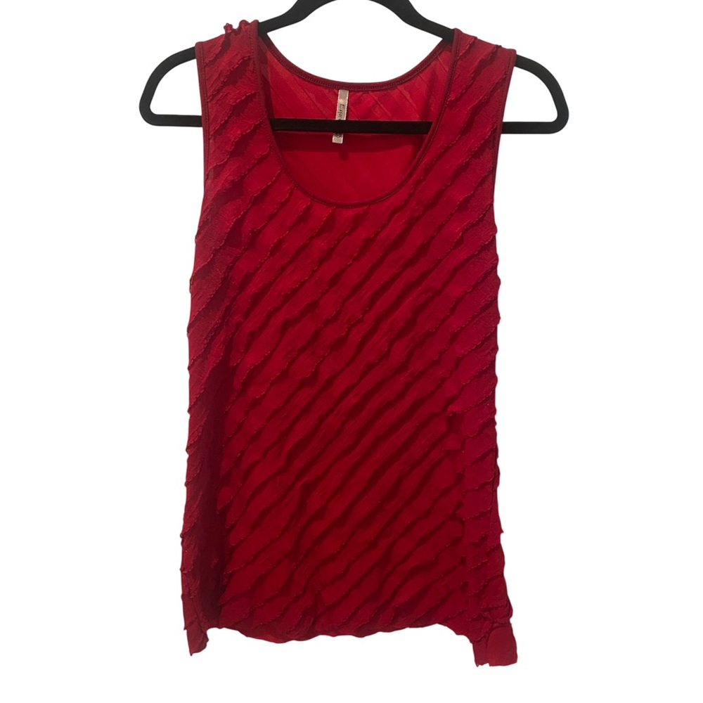 Espresso Red Ruffled Sleeveless Top